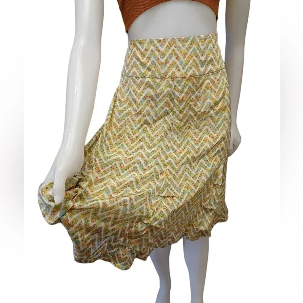 Susan Bristol 100% Silk Multicoloured Midi Floral Skirt Size 16